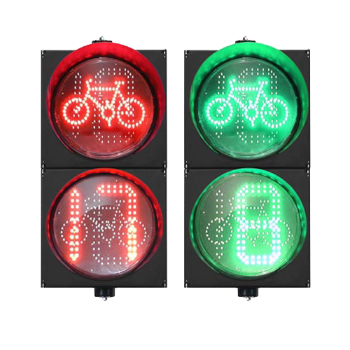 红绿双色非机动自行车带倒计时二单元交通信号灯